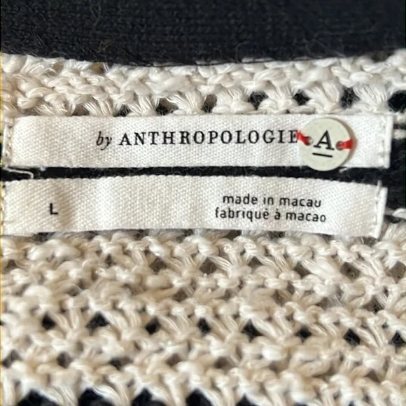 Anthropologie Striped Cropped Wrap Cotton Blend Short Sleeve Sweater Size Large - Picture 7 of 8